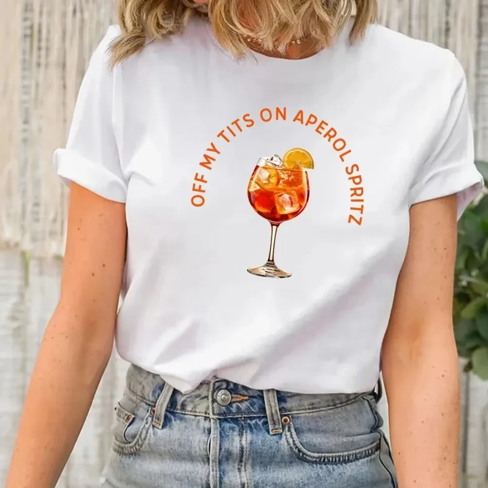 Off My Tits on Aperol Spritz T-Shirt Fun Cocktail Graphic Tee Unique Casual Summer Drink Gift for Cocktail Enthusiasts Shirt Top