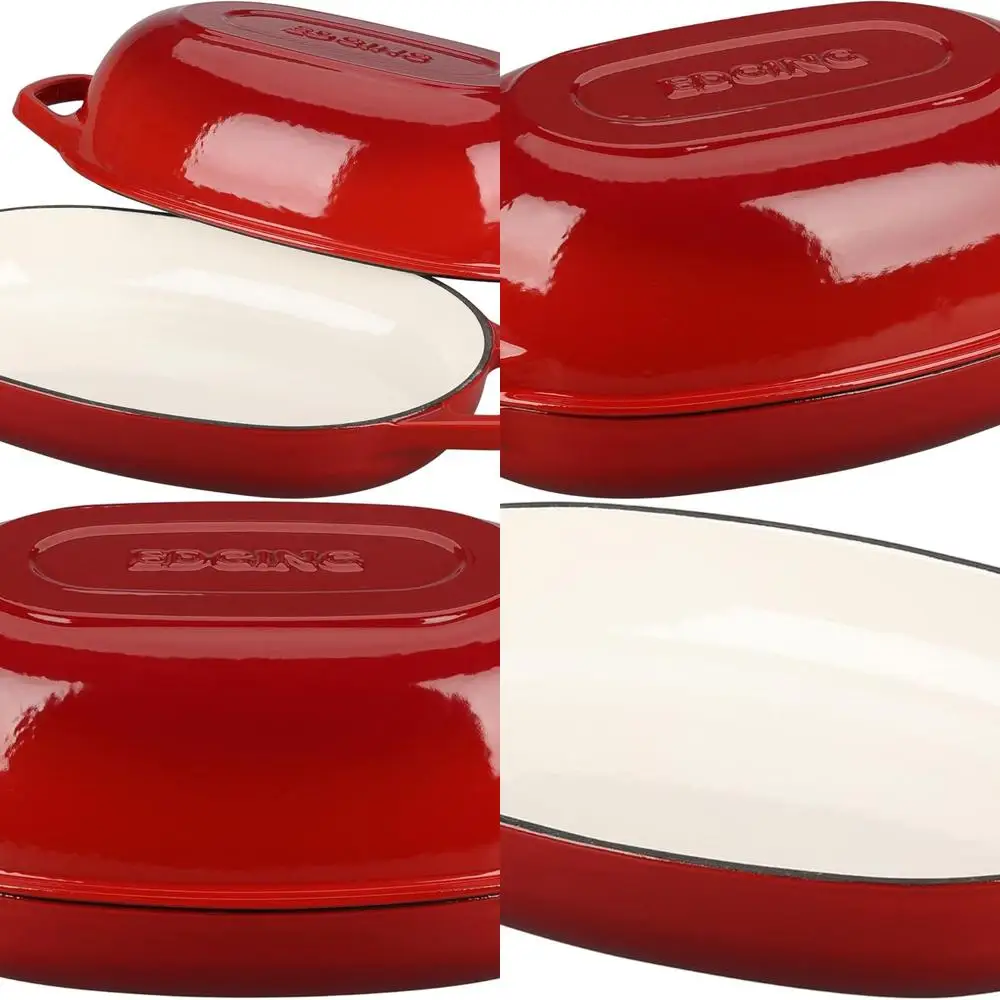 

Oval Dutch Oven Pot with Lid, 5-Quart Red, Ideal for Sourdough Bread Baking, Oven-Safe Bread Pan