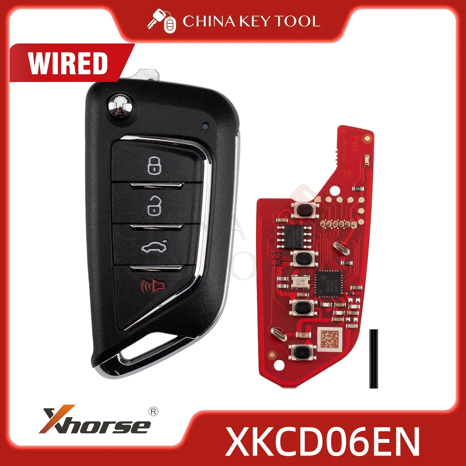 Xhorse XKCD06EN 2nd Generation Wire Remote Key for Cadillac Style 4 Buttons Global Version