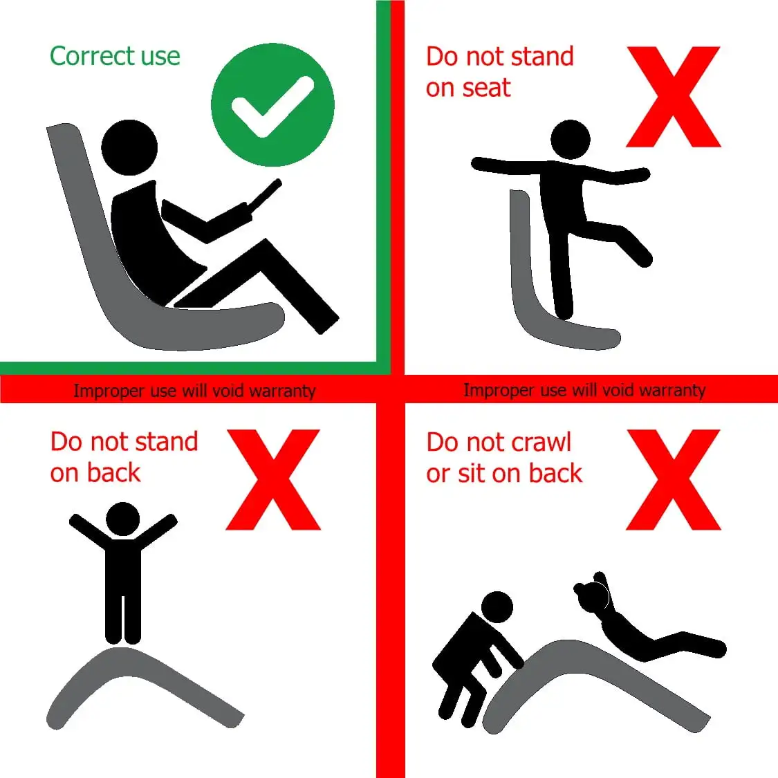 Cadeira para jogos Riptide Kids Video Rocker Floor, PU preto/branco