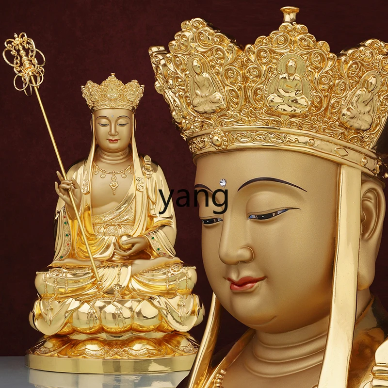 LTT Kizo King Bodhisattva statue copper gold inlaid with diamonds Jiuhua Mountain Kizo Bodhisattva ornament for home use