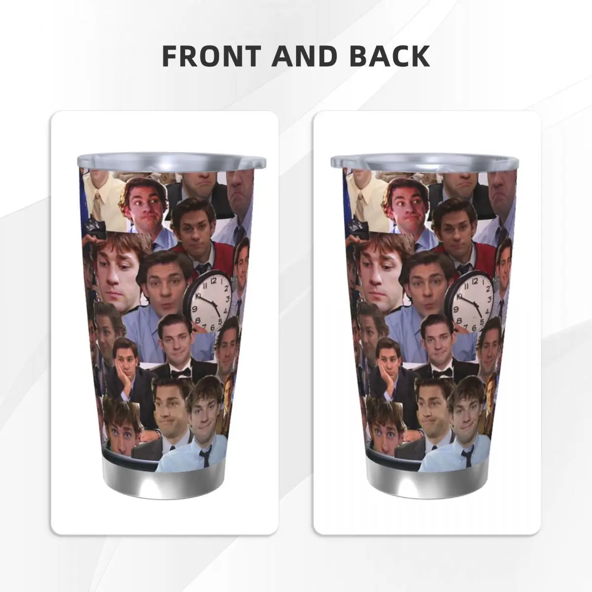 The Office Insulated Tumbler with Straws Lid Jim Halpert Collage Vacuum Coffee Mugs Double Wall Thermos Bottle Cup, 20oz