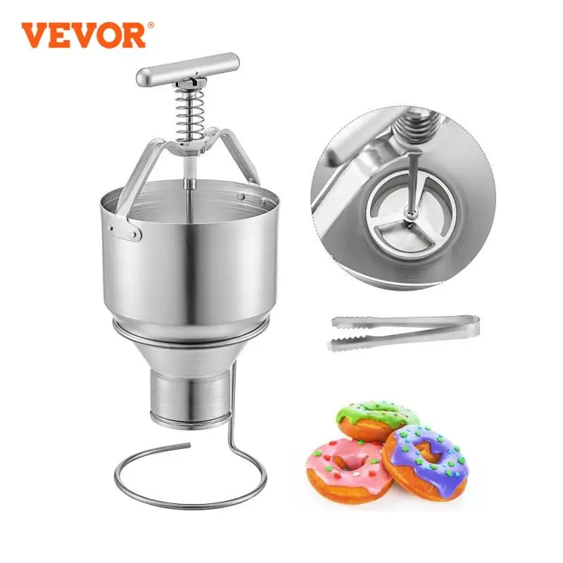 VEVOR 5L Manual Donut Depositor Dropper Plunger Batter Dispenser Hopper 6 Adjustable Thicknesses Easy to Use Commercial Home