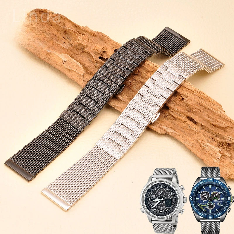 Solid Stainless Steel Watchband for Citizen Air Eagle Blue Angel Jy8037 8031 Cb5848 23 22mm Personality Double Press Buckle