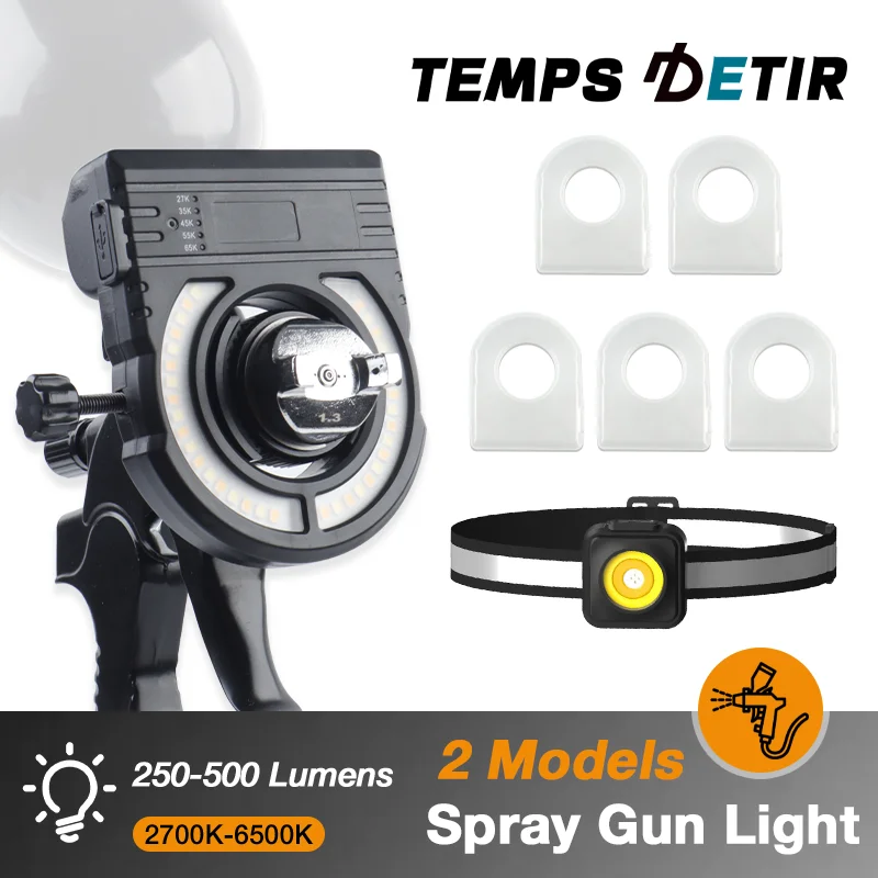 Upgrade Car Spray Gun Lighting 4-Hour Runtime Paint Fill Light Adjustable Color Searchlight Workshop Painting Tool Accessories