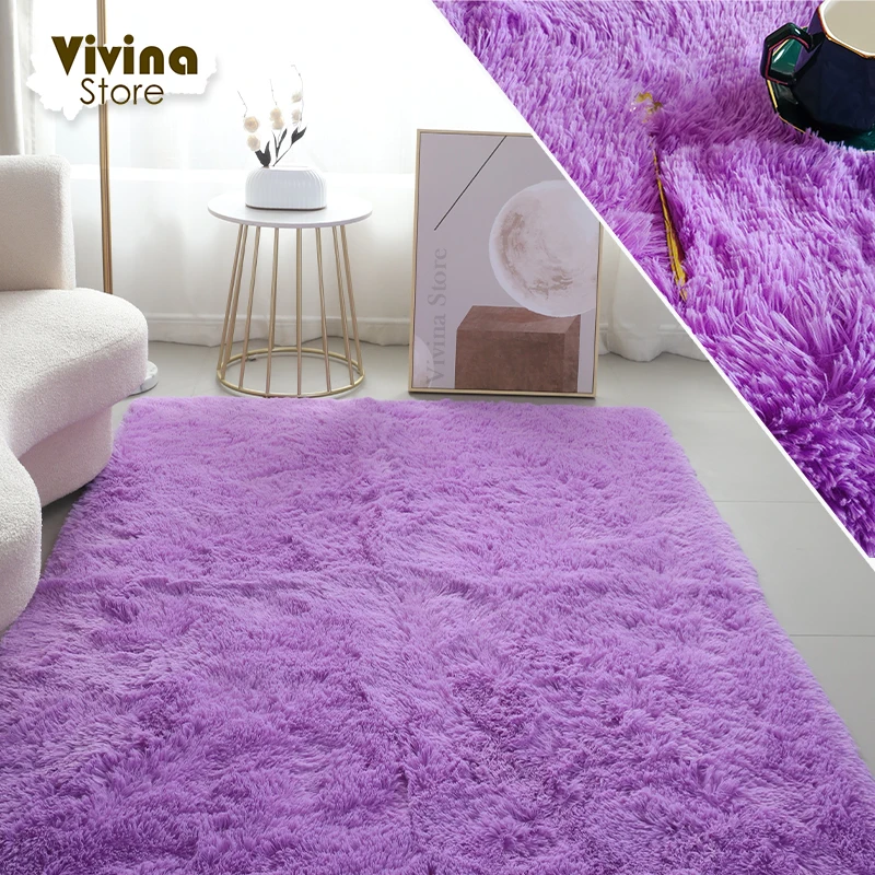 Solid Fluffy Rugs For Bedroom Purple Cute Children Room Mat With Long Hair Soft Plush Rug Living Room Carpet Modern Decoration