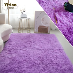 Alfombras lisas y esponjosas para dormitorio de niños, alfombrilla de felpa suave de pelo largo, color morado, decoración moderna para sala de estar