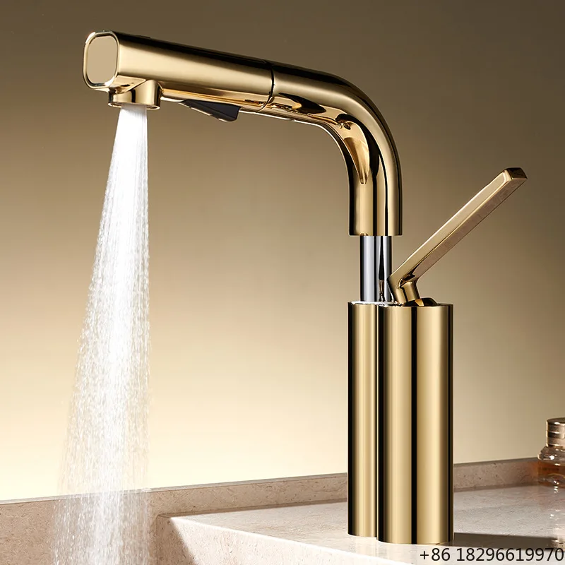 

Brass Multi-Function Bathroom Basin Faucet Hot Cold Water Mixer Tap for Home Hotel
