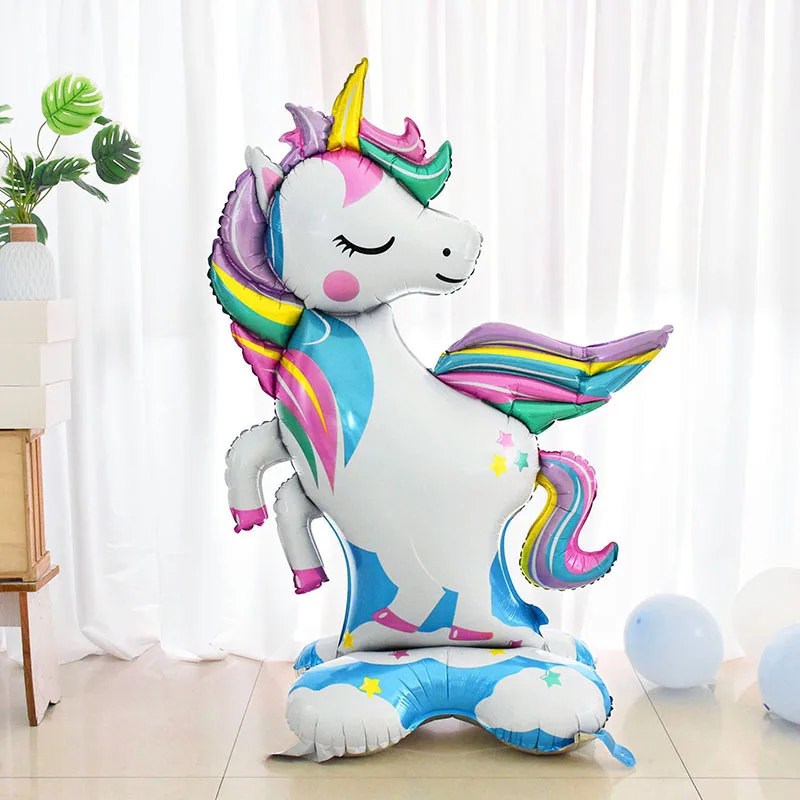 

4D Large Unicorn Foil Balloons Cartoon Unicorn Standing Balloon for Kids Girls Birthday Party Decorations Baby Shower Supplies