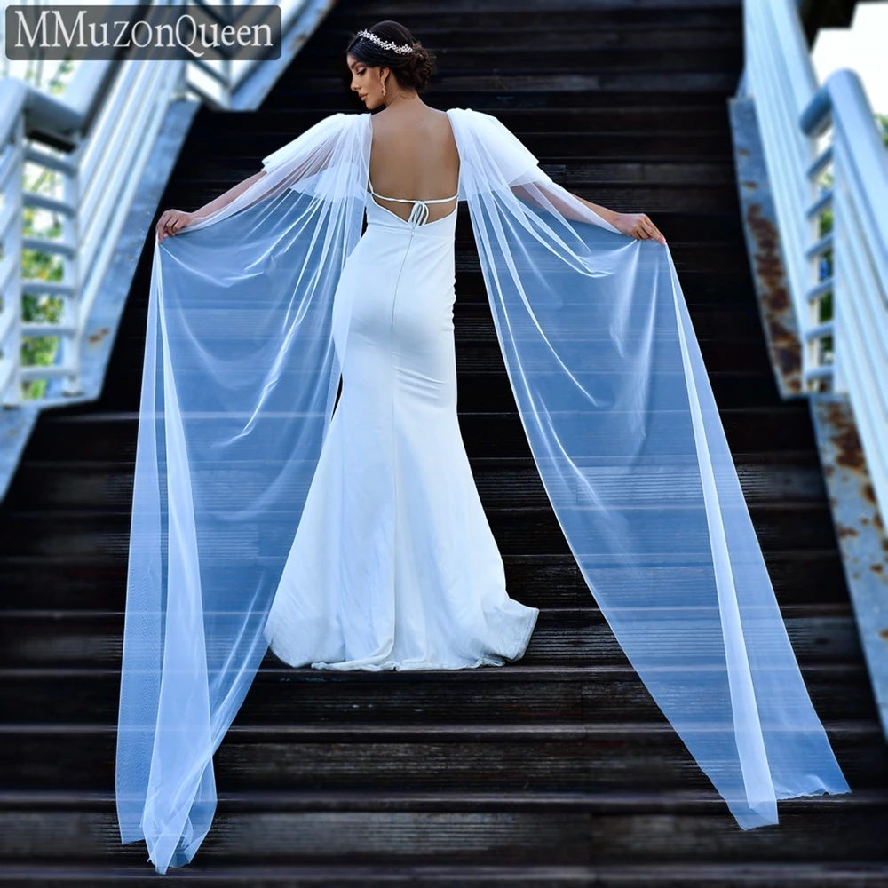 

TOPQUEEN MG06 Простая накидка, свадебная шаль, тюлевые рукава, съемные для невесты, большие размеры, покрытая вечеринка, женщина, сделай сам, индивидуальный продукт