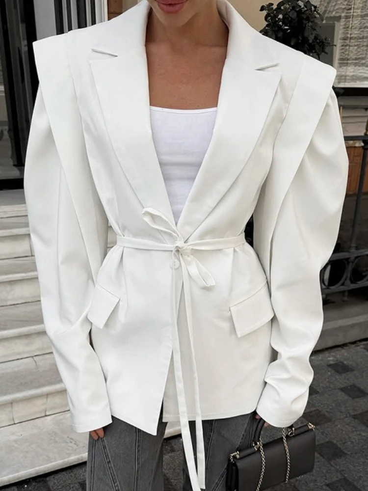 

Элегантный блейзер Tossy с v-образным вырезом на шнурке для женщин, свободный лоскутный пиджак с длинными рукавами, осень 2025, новое пальто, женские блейзеры, пальто