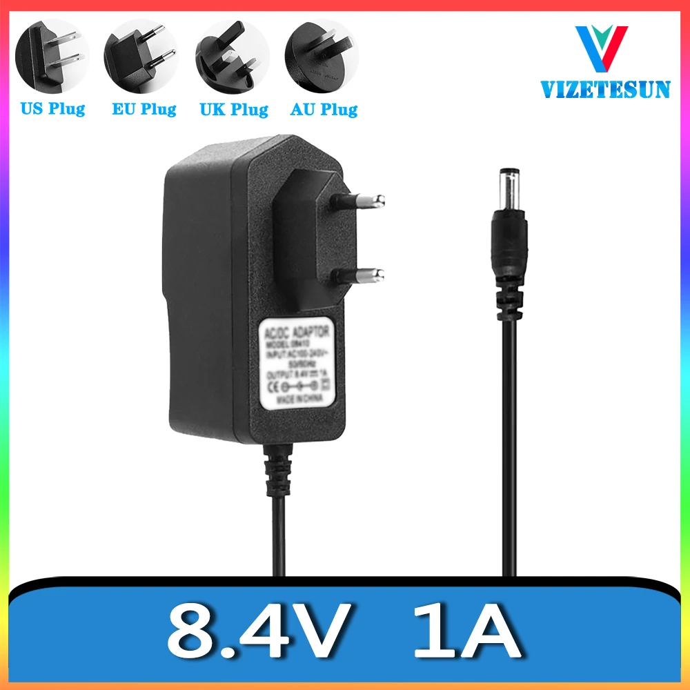 8.4V 1A Massager Fascia Gun Charger 8.4V 1000MA Universal Lithium Battery Charger Power Cord