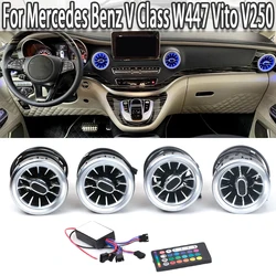 Car LED Front Dashboard AC Air Condition Vent Outlet Turbo Interior Trim For Mercedes Benz V Class W447 Vito V250