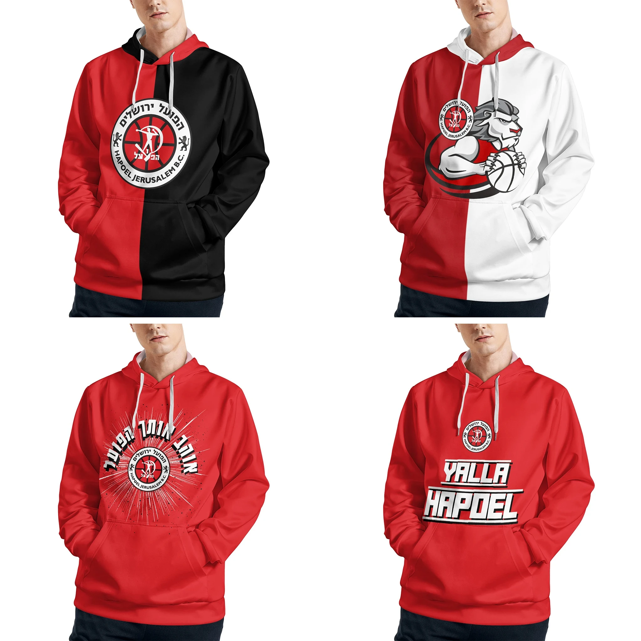 

Hapoel Jerusalem Basketball Men's Pullover Hoodie Casual Hooded Sweatshirt Best Hoodies Sportswear Tracksuit with Pocket