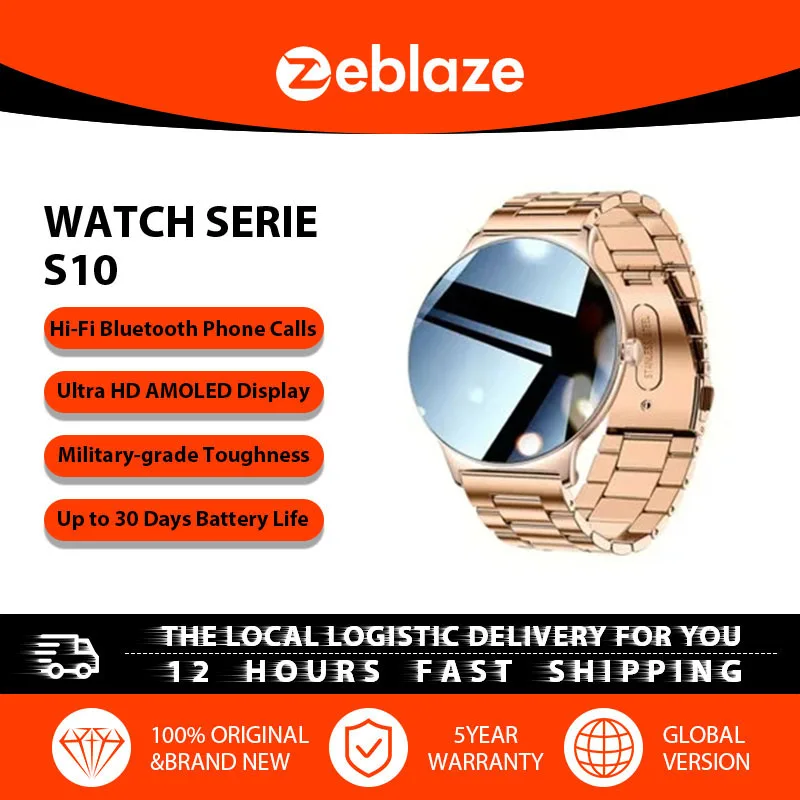 【Гарантия 5 лет】Умные часы Zeblaze с функцией Always-on Display, отображением времени, измерением пульса и возможностью звонков, стильные и высококлассные.