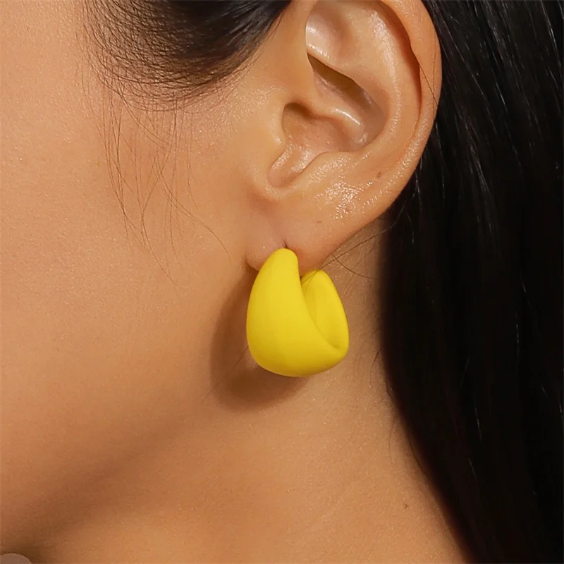 Aihua koreanische bunte Acryl klobige runde Creolen für Frauen einfache geometrische Harz Ohrringe Aussage Schmuck Geschenke – Detail 10