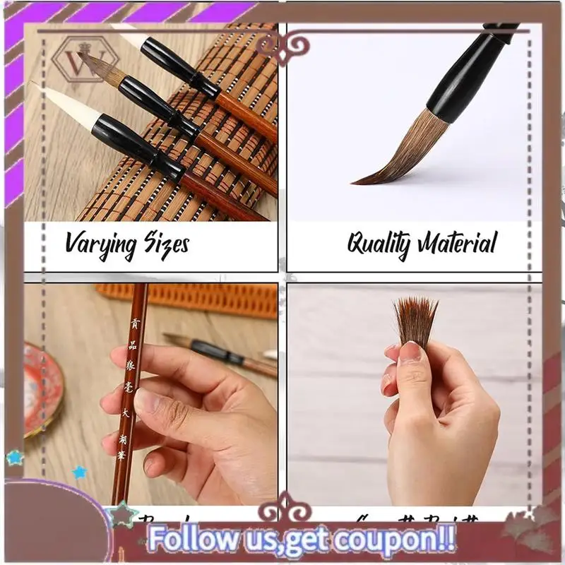 ABBG-48Pc Chinese Calligraphy Brush Set Watercolor Brush Bulk With Roll Bamboo Brush Holder For Writing Suitable For Painting