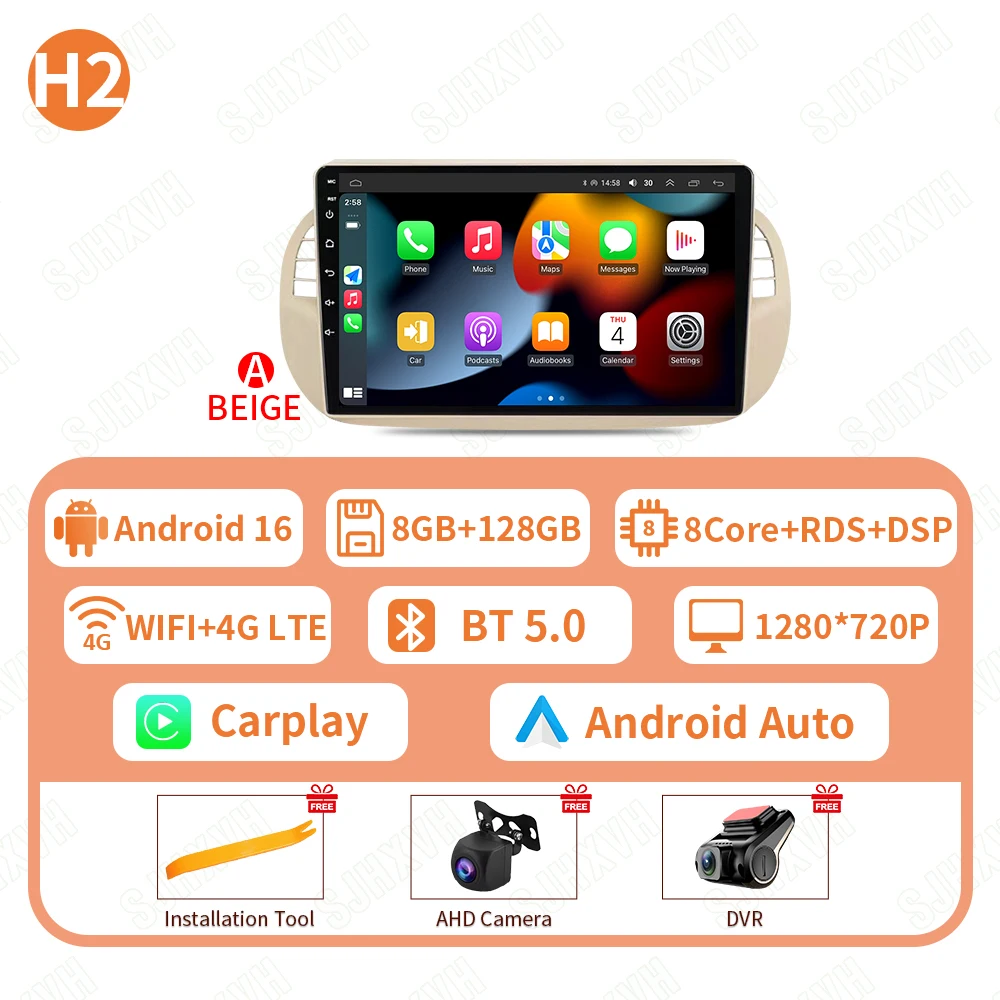 Auto DVD Android 16 Radio Stereo Voor Fiat 500 2007-2015 Auto Multimedia Speler GPS Navigatie Head Unit Hoge prestaties WIFI