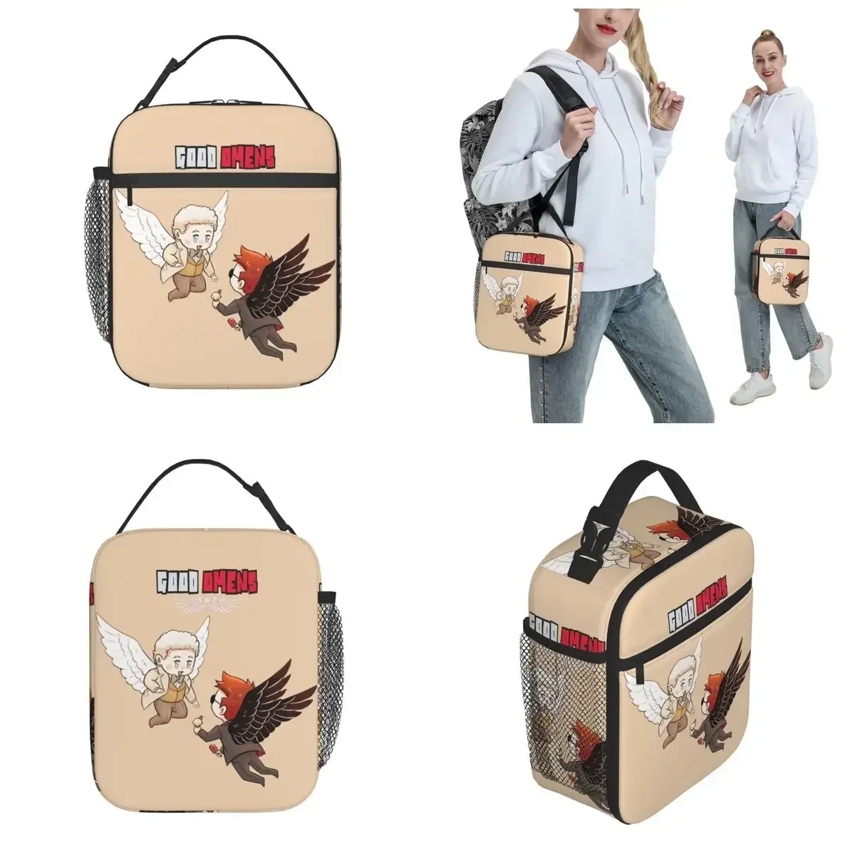 Insulated Lunch Bags Good Omens Tv Series Accessories Storage Food Box Causal Cooler Thermal Lunch Box For Picnic