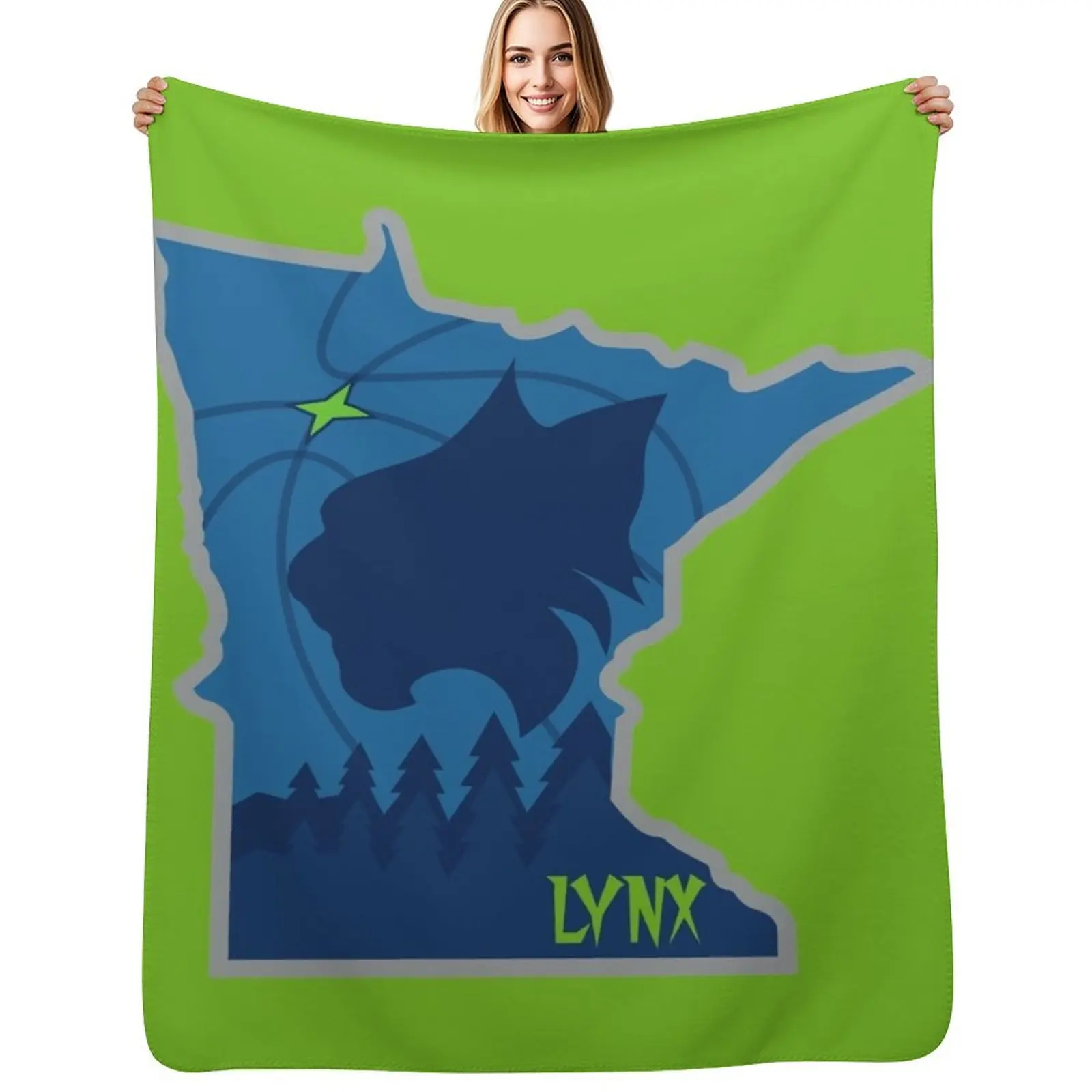 

MN Lynx Outline Throw Blanket Faux Fur Soft Warm Blanket for Bed