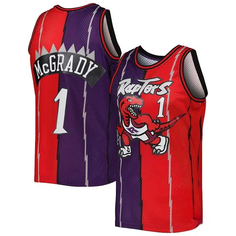 2027 Heißer Verkauf Retro Carter 15 Raptors Lila Lightning-Print Trikot Streetwear Fan Basketball Tank Top Familien-Set – Detail 4