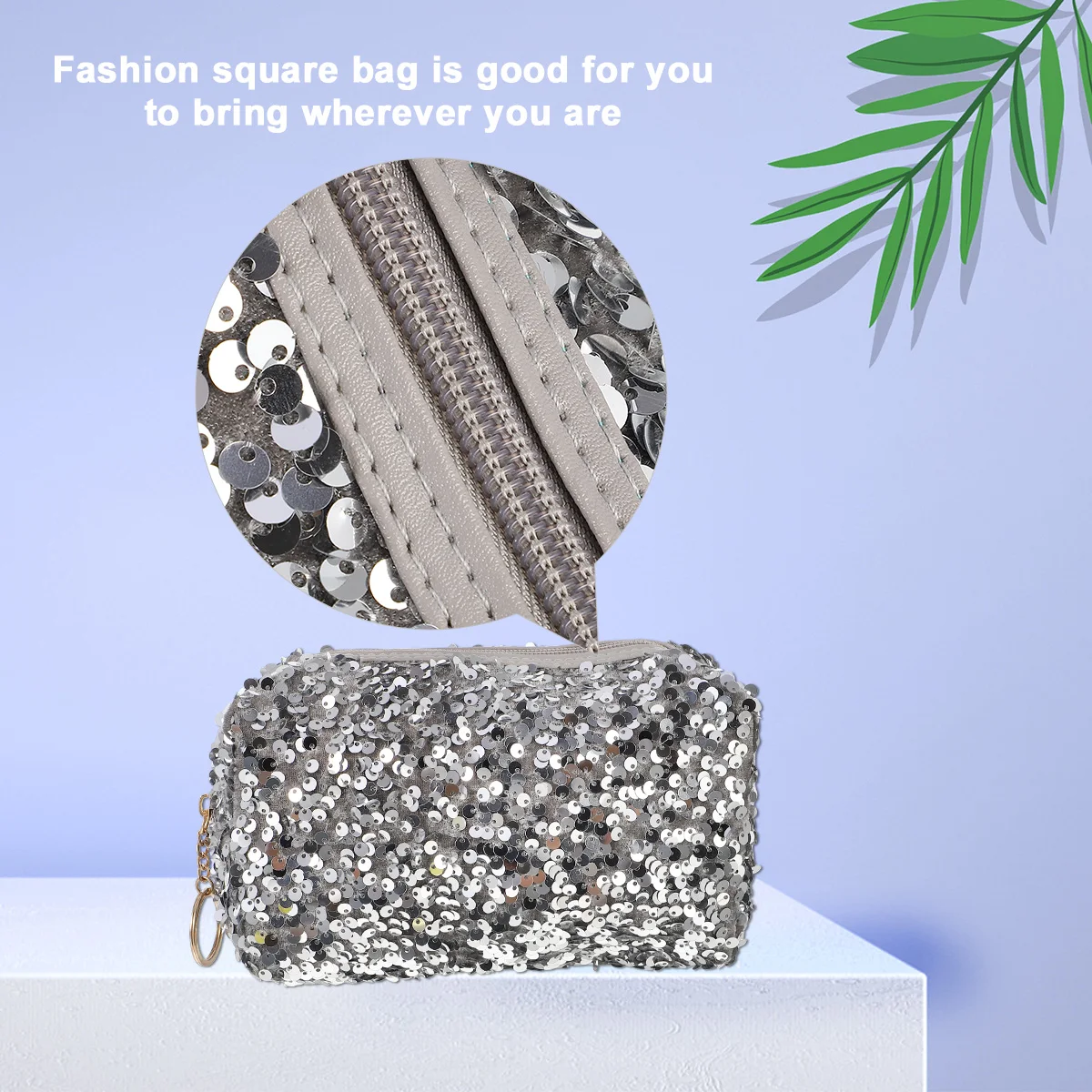 

Sequin Large Capacity Travel Storage Bag Toiletry Square Makeup Organizer Storage Bag Portable Random Color