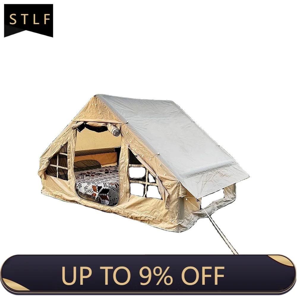 

Inflatable Tent 4-6 Person 4-Season Self-Supporting Waterproof Oxford Fabric with Pump Cabin Mesh Windows Doors Tent with Carry