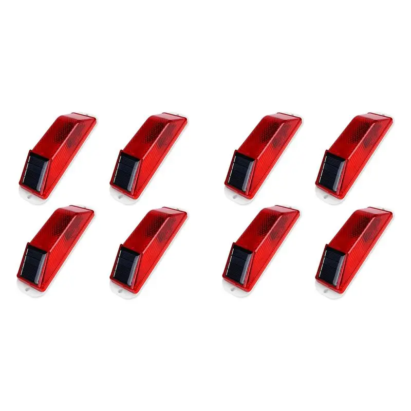 Solar Warning Lights, Bright Solar Strobe Lamp Magnetic Base, Waterproof LED Beacon Safety Light Outdoor 8 Pack Red-Y41A