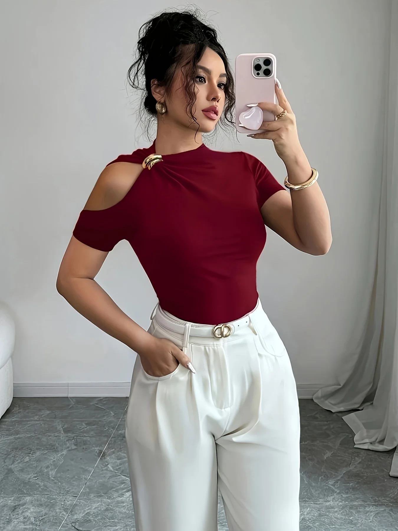 New Trendy and Elegant High-Quality Versatile Women's Off-Shoulder T-Shirt