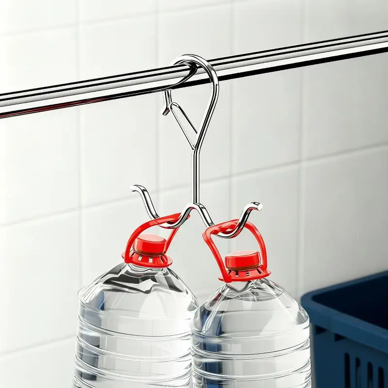 Heavy Duty Double Hanging Hooks with Buckle 1/5/10Pcs Rust-proof Hangers for Clothes Towels Bathroom Bedroom Use