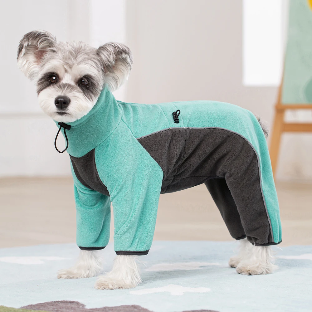 Winter Dog Jumpsuit Thicken Fleece Warm Dog Overalls for Small Dogs Reflective Windproof Puppy Clothes Adjustable Outdoor Jacket