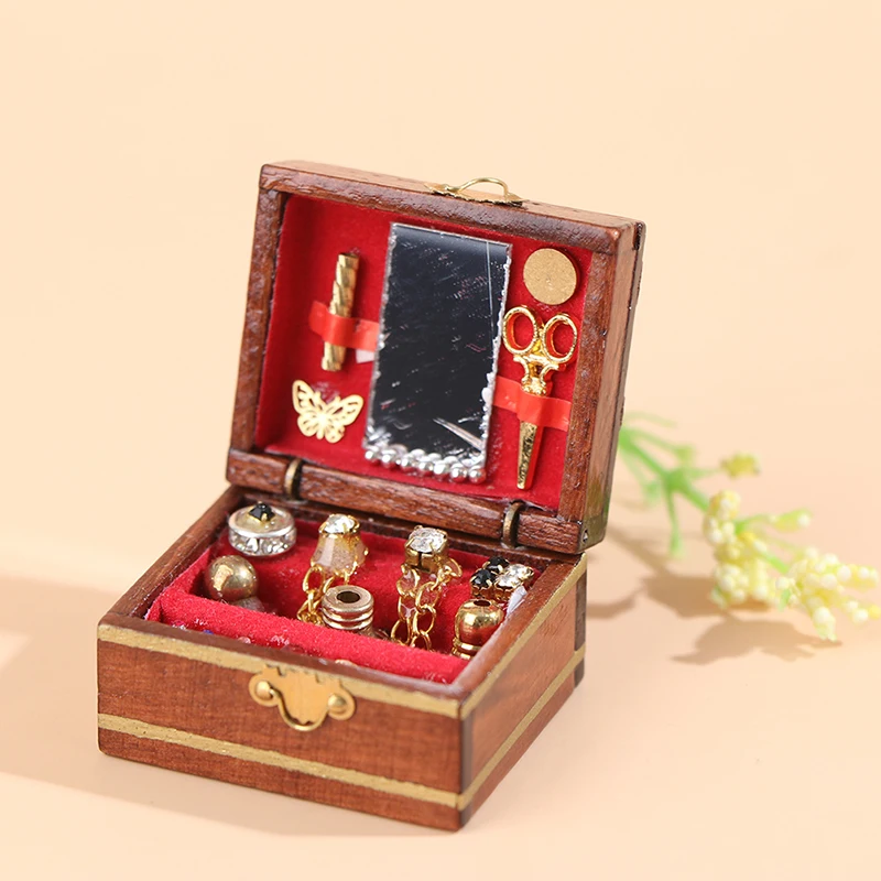 1pc Mini Jewelry Box Model Dollhouse Miniatures Children DIY Miniatures Doll