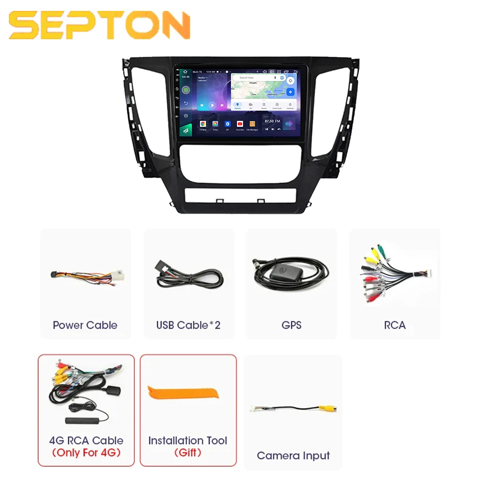 SEPTON Car Radio Carplay Multimedia Player For Mitsubishi Pajero Sport 3 2016 - 2018 4G NET 8core WIFI Head Unit Audio 8+256G