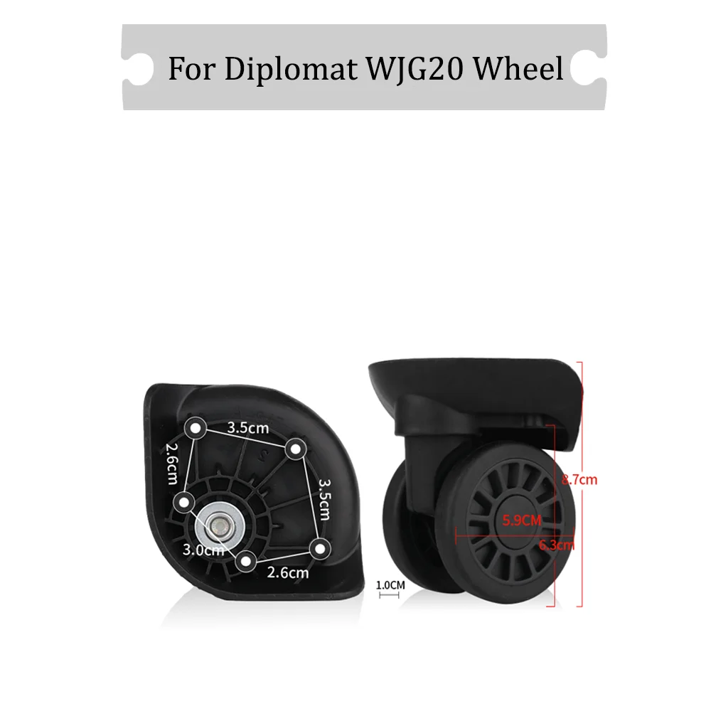 

For Diplomat WJG20 Universal Wheel Black Replacement Suitcase Rotating Durable Silent Smooth Shock Absorbing Accessories Wheels