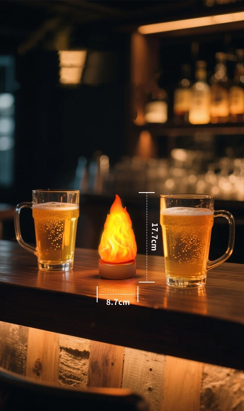 แขวนปลอมโคมไฟไฟ 3D ชาร์จ Night Light แสงสบาย 3 โหมด LED เตาผิงเทียน Apartment Patio Outdoor Camp Decor