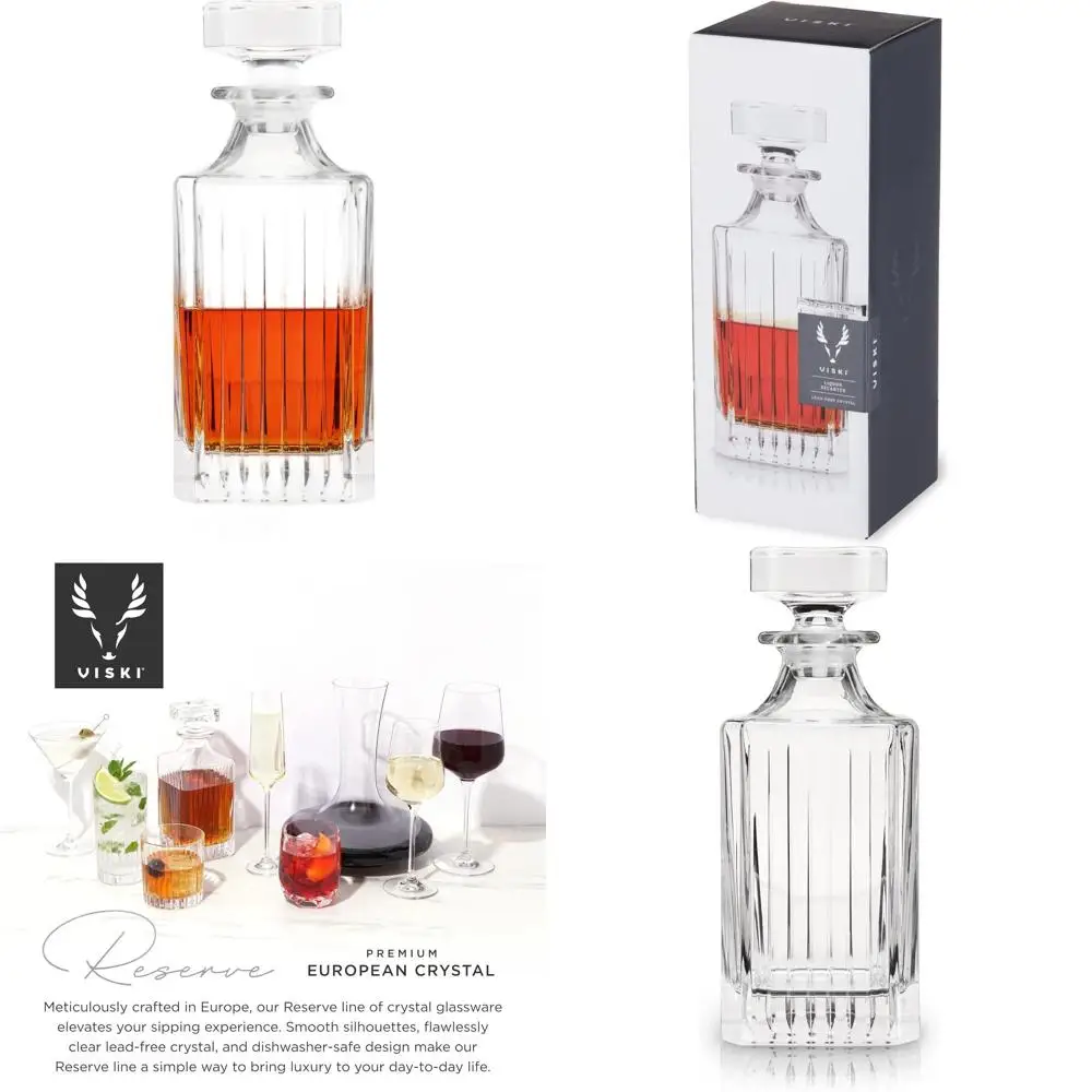 

Элегантный хрустальный графин для виски объемом 28 унций с пробкой, идеально подходит для бурбона, шотландского виски, крепких спиртных напитков, свадебных подарков, предметов первой необходимости для мужской комнаты.