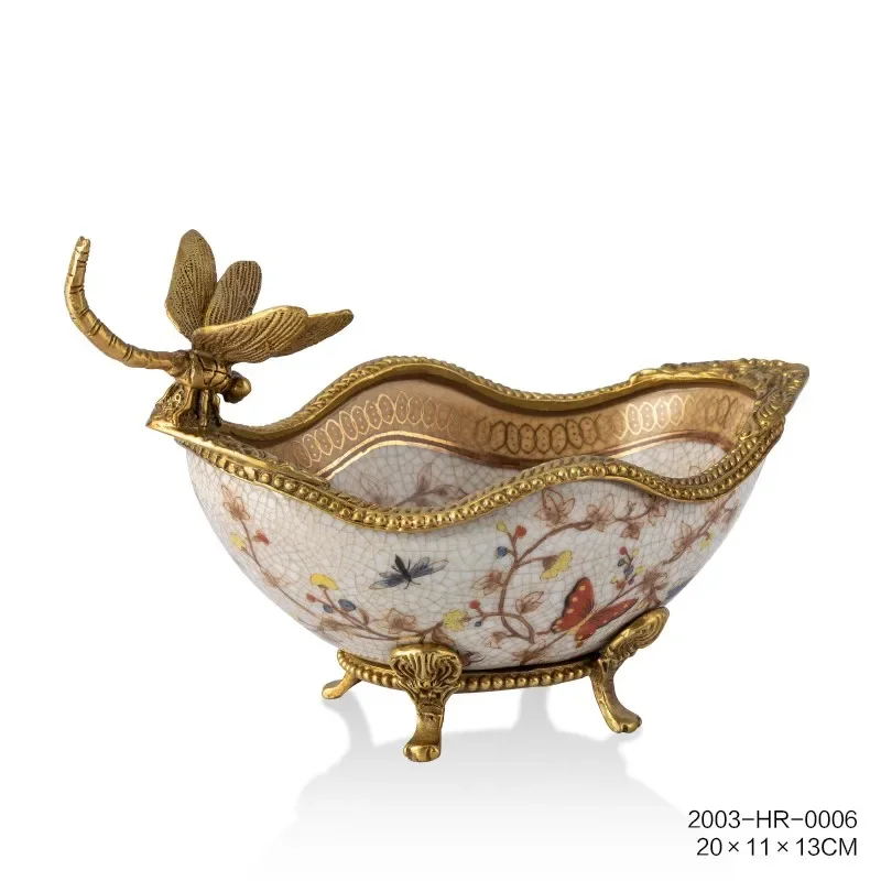 Art painting ceramic trinket plate French exquisite desktop small candy basin decorative craft ornament
