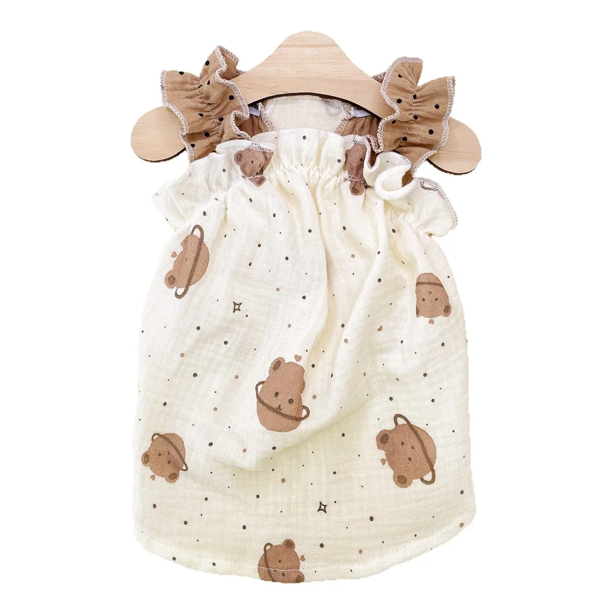 Ruffle Princess Sling Pet Dress Space Bear Print Universal Dog Cat Outfit For Teddy Puppy Indoor Outdoor Daily Pet Clothing view 4