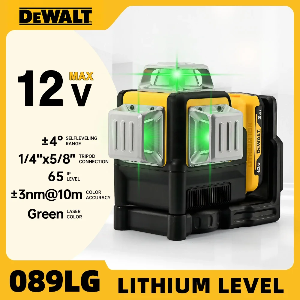 

DEWALT Laser Level 12 Lines Horizontal And Vertical 360°Self-leveling Laser Green High-precision Outdoor Tools For 12V Battery