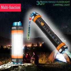 Outdoor LED Camp Light Multifunctional Rechargeable Torch IP68 Waterproof Emergency Camp Portable Lantern Flashlight Tent Tools