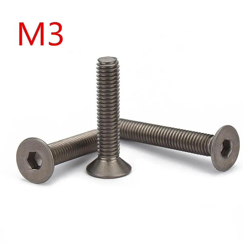 M3 Din7991 Gr2 Pure Hex Socket Countersunk Screw M3*4/5/6/7/8/9/10/11/12/14/15/16/18/20/22/25/30/32/35/40/45/50