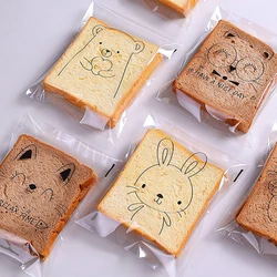 100Pcs Cartoon Bread Bag Packaging Bags Sandwich Bag for Kids Self Adhensive for Packing Sandwich