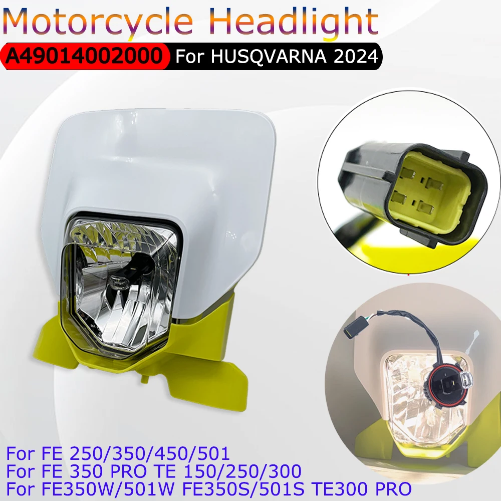 OTOM Motorcycle LED Headlight Assembly 2024 For HUSQVARNA FE TE 150 250 300 350 450 501Head Light Mask Headlight Housing Cover