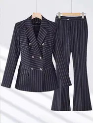 NAVIU Fashion Women Office Ladies Formal Golden stripes Pants Suit Set donna Business Work Wear giacca e pantaloni Blazer