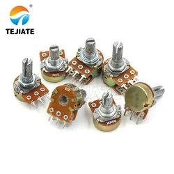 5PCS RV12MM Curved Foot Straight Foot Switch Radio Amplifier Volume Potentiometer 10K 50K With Turntable