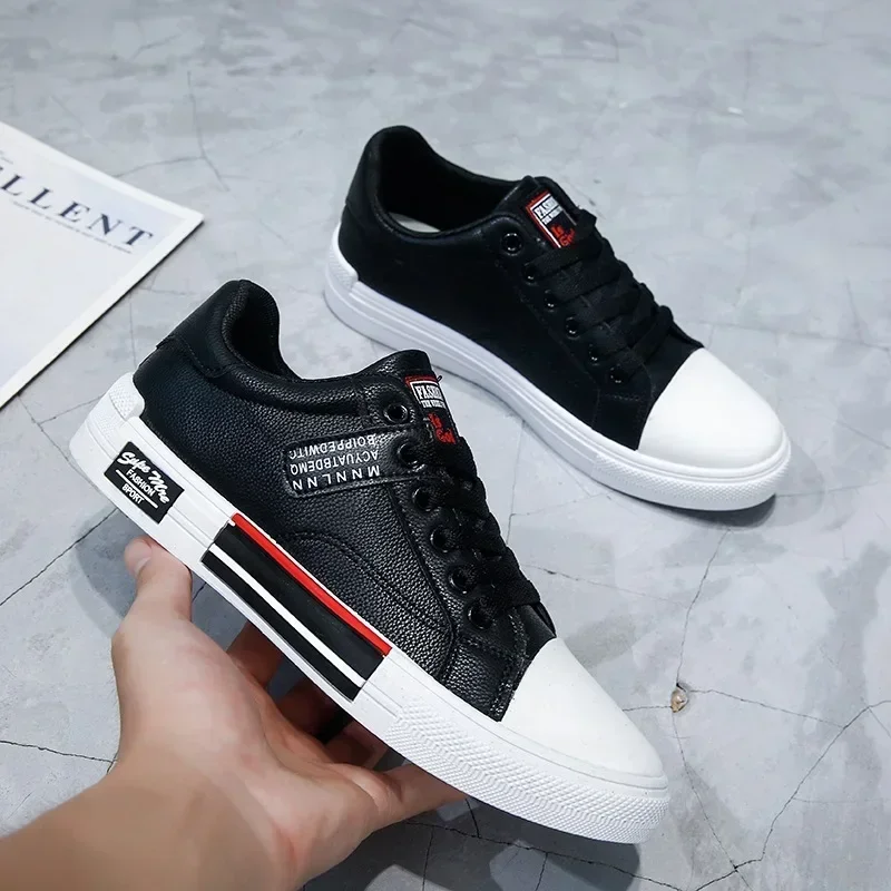 Moda couro masculino sapatos de lona outono de alta qualidade sapatos casuais para homem antiderrapante tênis masculinos 2024 novo inverno tenis