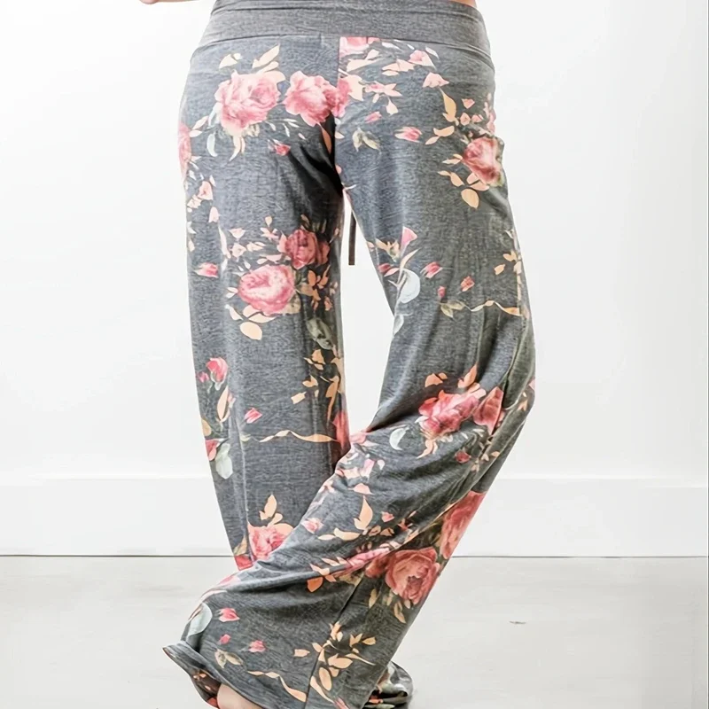 Plus Size 1XL-5XL Loose and Comfortable Printed Casual Wide Leg Pants for Women's Yoga Pants with Drawstring Casual Pants image 2