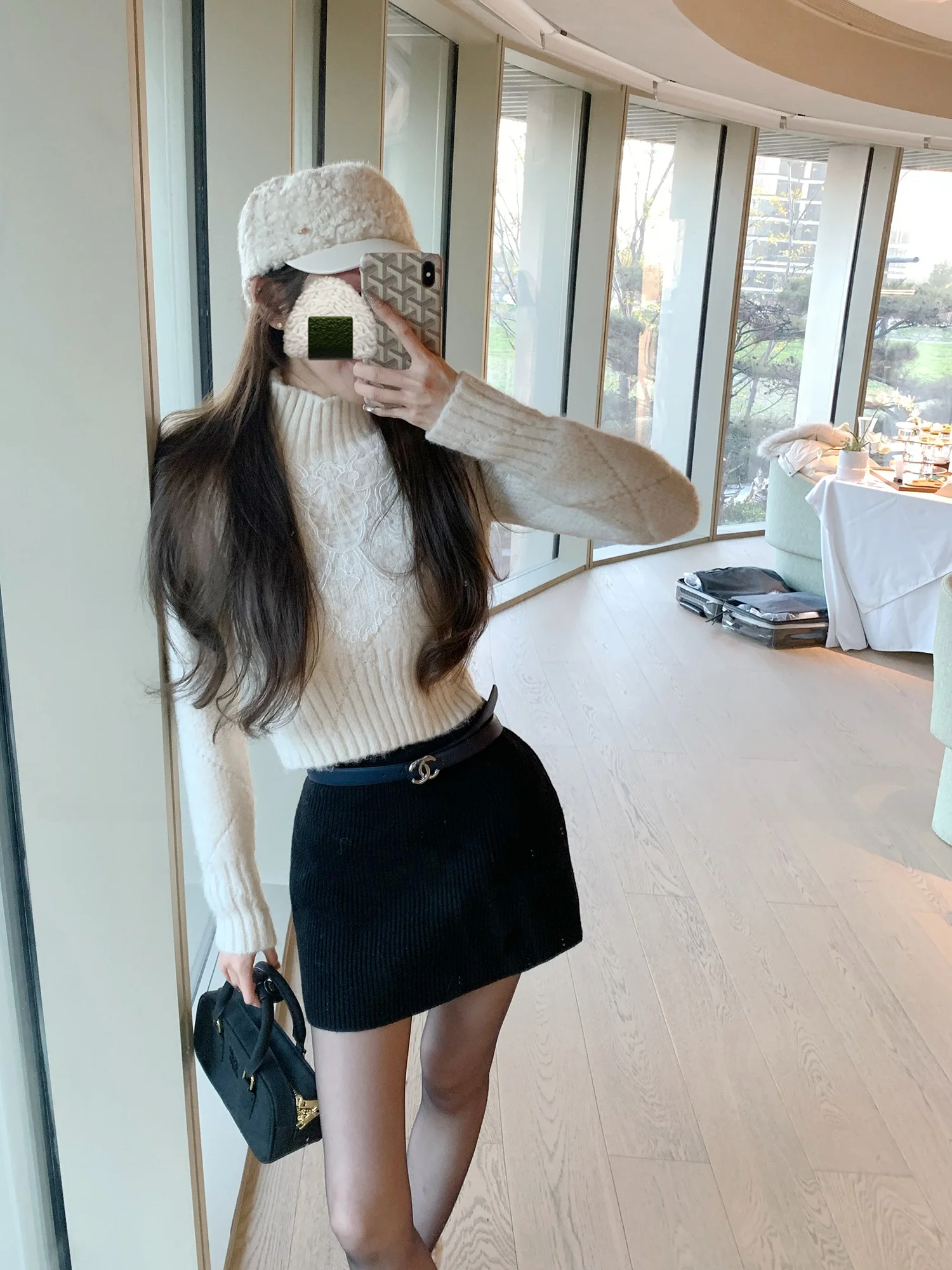 

Philadelphia Diary F Project Color Woven Fine Spun Wool Camere Texture Knitted Wrap around High Waist Skirt for Women