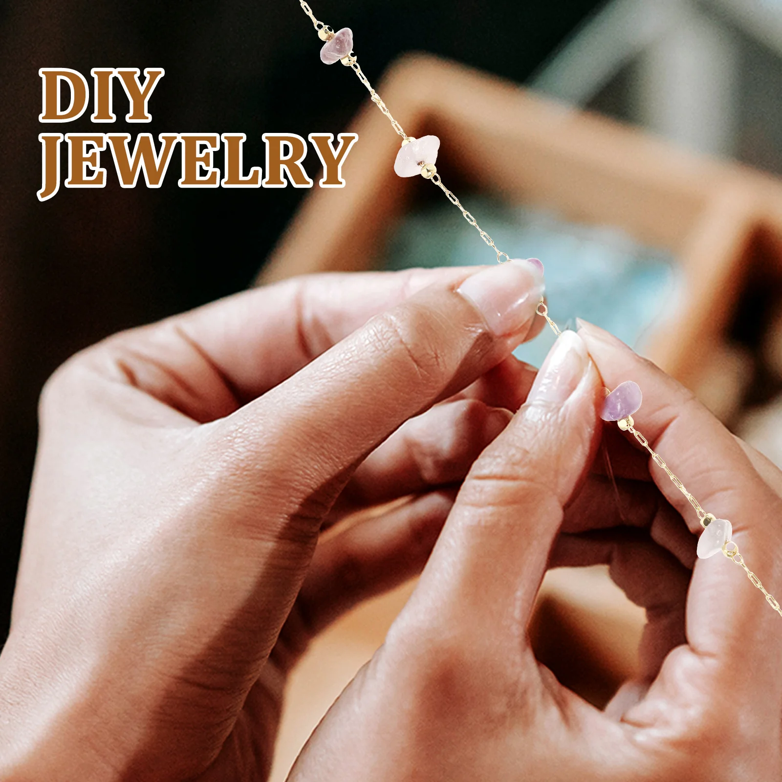 

Natural Stone Necklace DIY Chain 2 Rolls Metal Jewelry Parts Accessories Multipurpose Purple Bracelet Pendant Craft Decorative