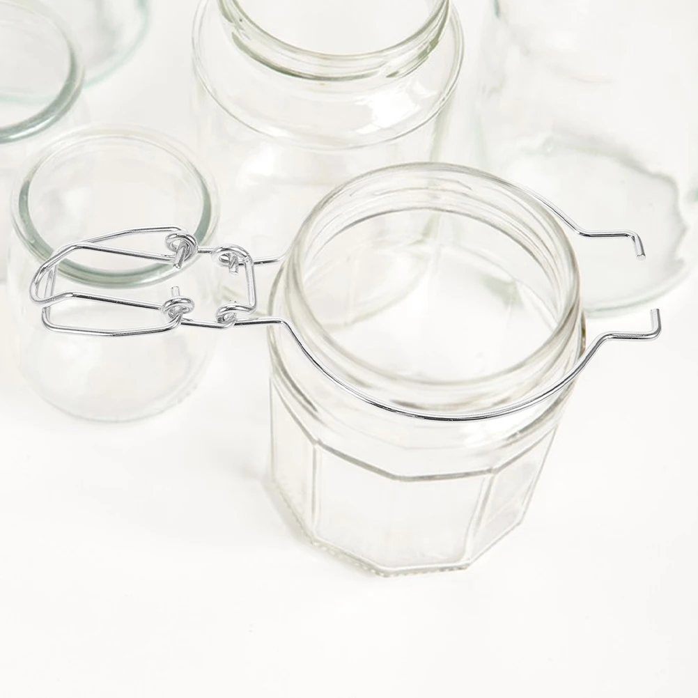 

4pcs Stainless Glass Jar Sealing Buckles Metal Wire Lock Fasteners For Airtight Food Kitchen Storage Wide Mouth Jar Organization